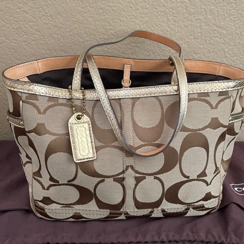 Coach large monogram C tote